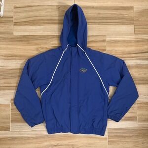 Red Oak Florida Gators Hooded Windbreaker Jacket Blue Fleece Lined Mens Small